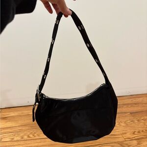 Divided Black Shoulder Bag